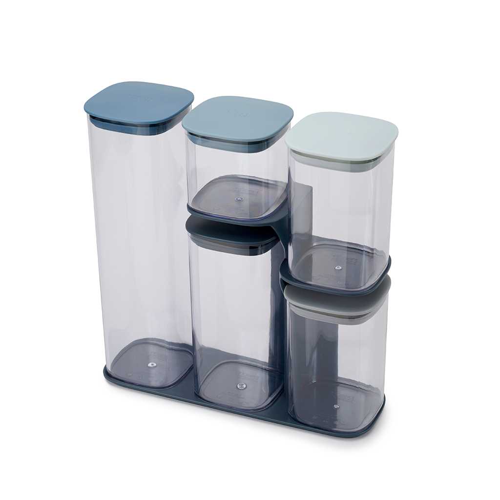 product image - Набір ємностей для зберігання з підставкою Joseph Joseph FOOD STORAGE, 31,3х10,4х32,4 см, блакитний