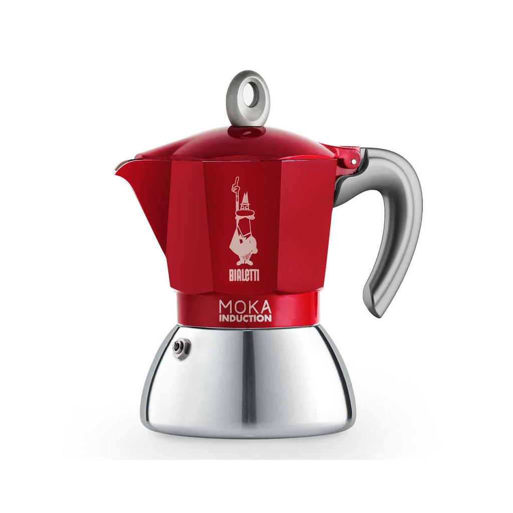 product image - Кавоварка гейзерна Bialetti Moka Induction на 4 чашки, об'єм 150 мл, червоний