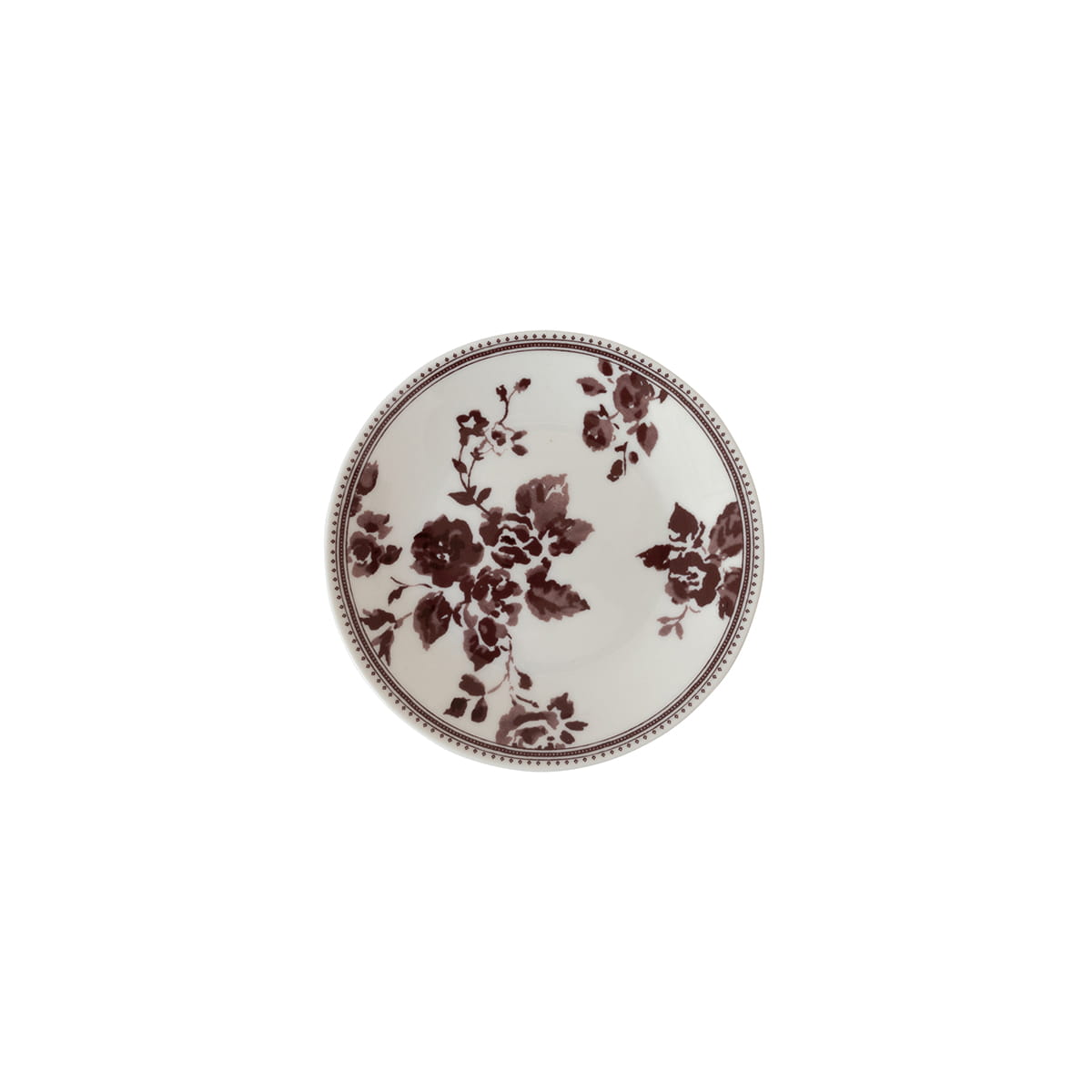 product image - Тарілка порцелянова Laura Ashley DAMSON ROSE COLLECTABLES, діаметр 12 см, білий з бордовими трояндами