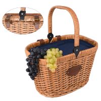 product image - Кошик для пікніка Les Jardins de la Comtesse EMPTY BASKETS, розміри 27х29х48 см, коричневий з синім