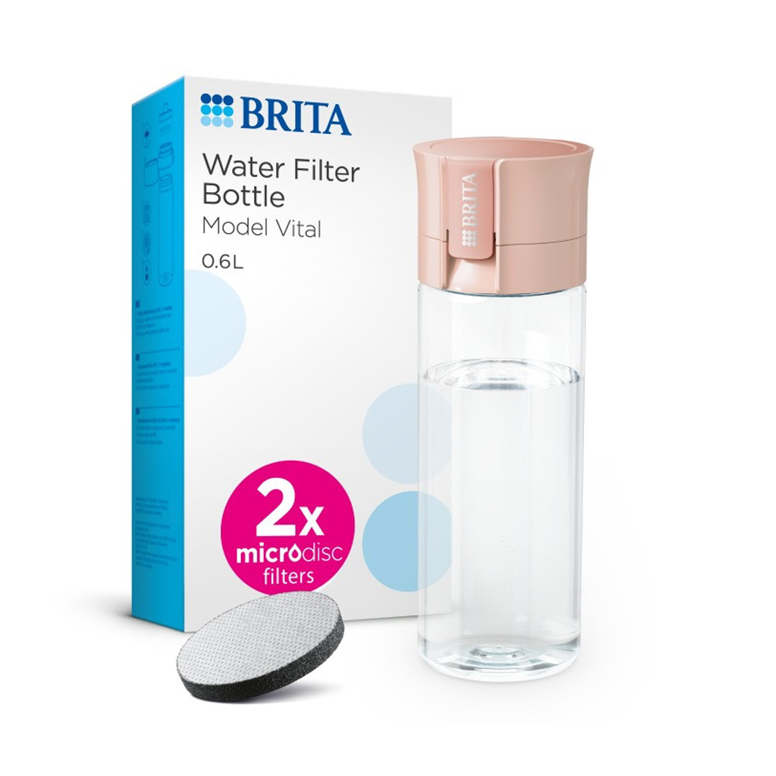 product image - Фільтр-пляшка Brita Vital, об'єм 0,6 л, світло-рожевий