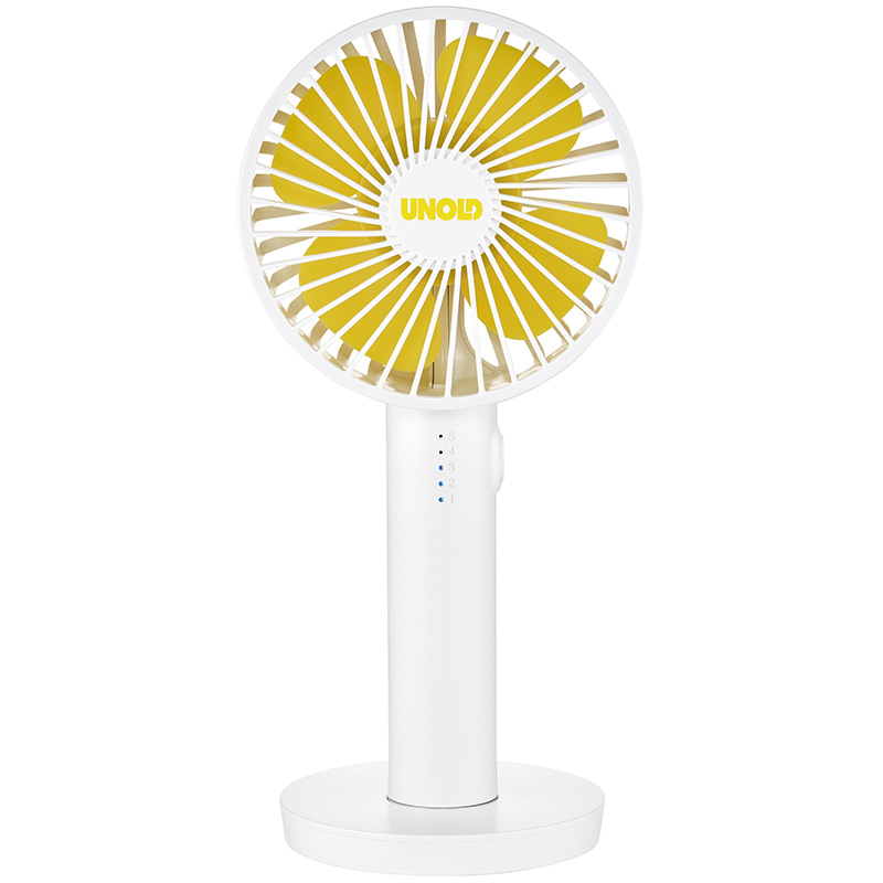 product image - Ручний вентилятор Unold HANDHELD FAN Breezy, висота 20,5 см, білий з жовтим