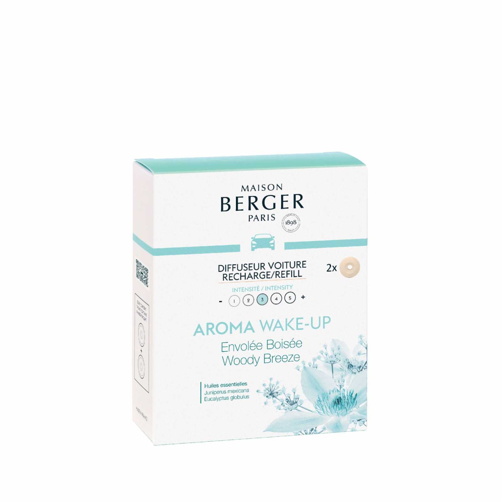 product image - Запасний картридж для дифузора в машину Maison Berger Wake-up - Envolee Boisee / Woody Breeze з деревним ароматом, 2 шт