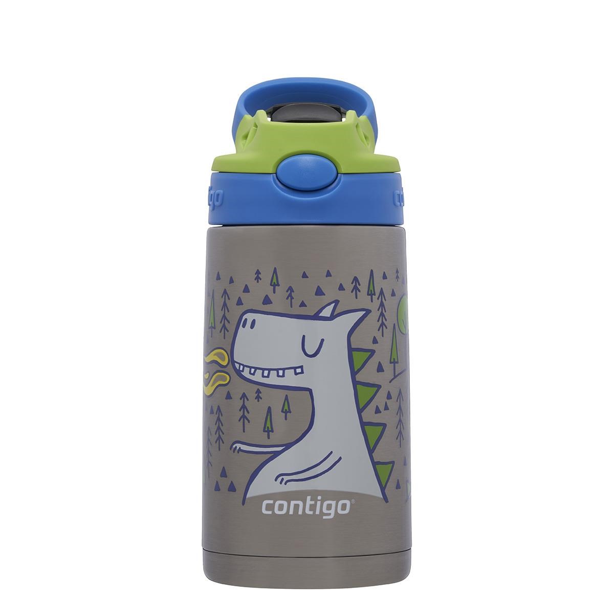 product image - Термопляшка дитяча Contigo MATCHA DRAGON, об'єм 0,38 л, сірий з малюнком