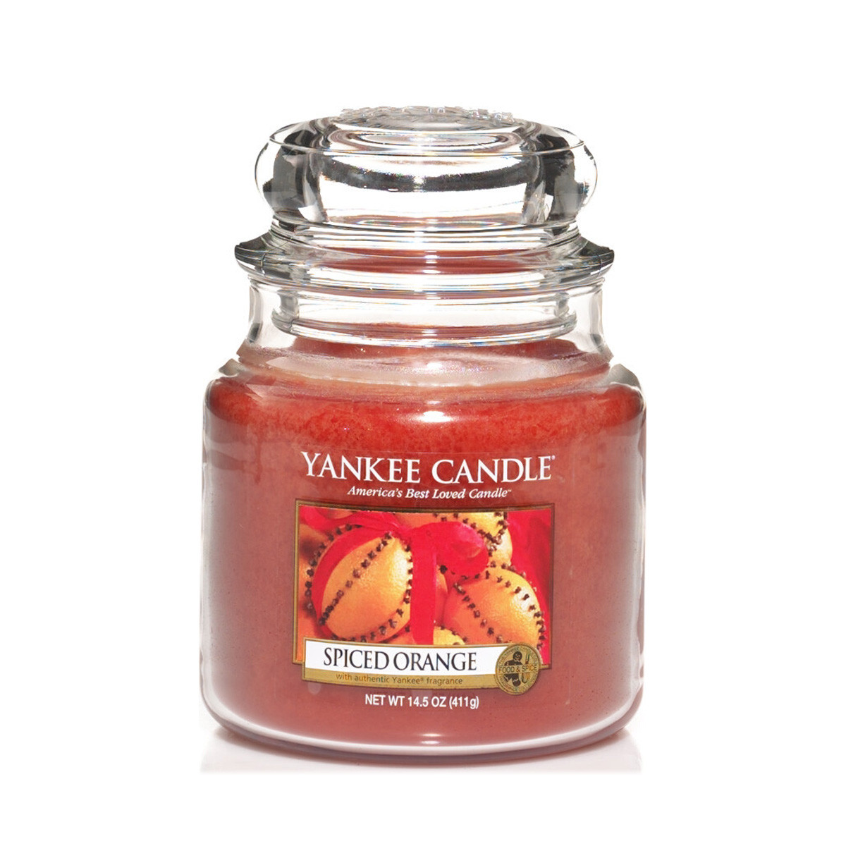 product image - Класична свічка в середній банці Yankee Candle SPICED ORANGE, з ароматом цитруса і імбиру, рожевий