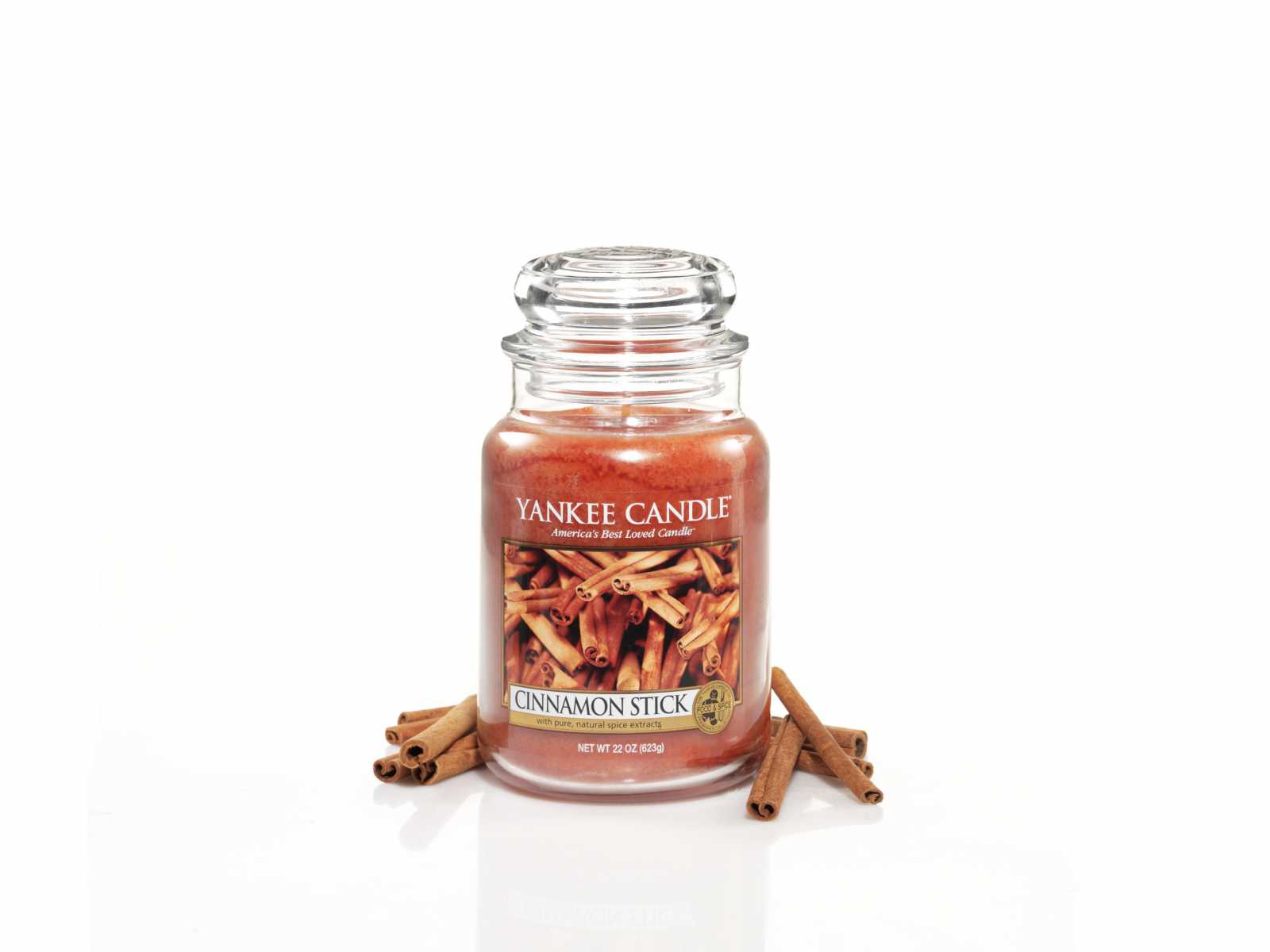 product image - Класична свічка у високій банці Yankee Candle CINNAMON STICK, аромат кориця/гвоздика, рожевий