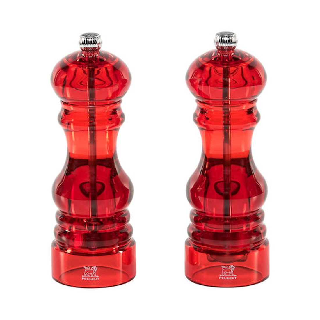 product image - Набір млинів для солі та перцю + воронка для спецій Peugeot Nancy Podium, висота 18 см, червоний
