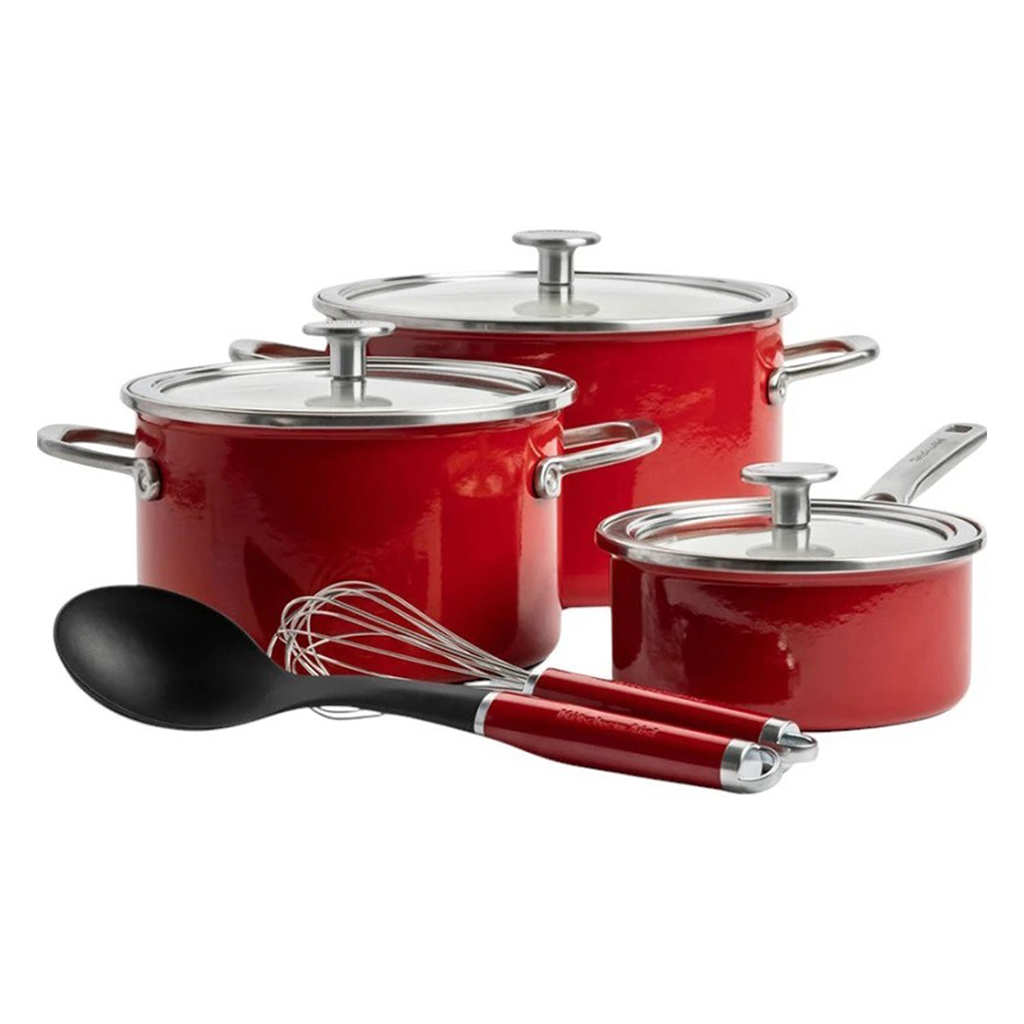 product image - Набір посуду кухонного KitchenAid Steel Core, червоний, 5 шт