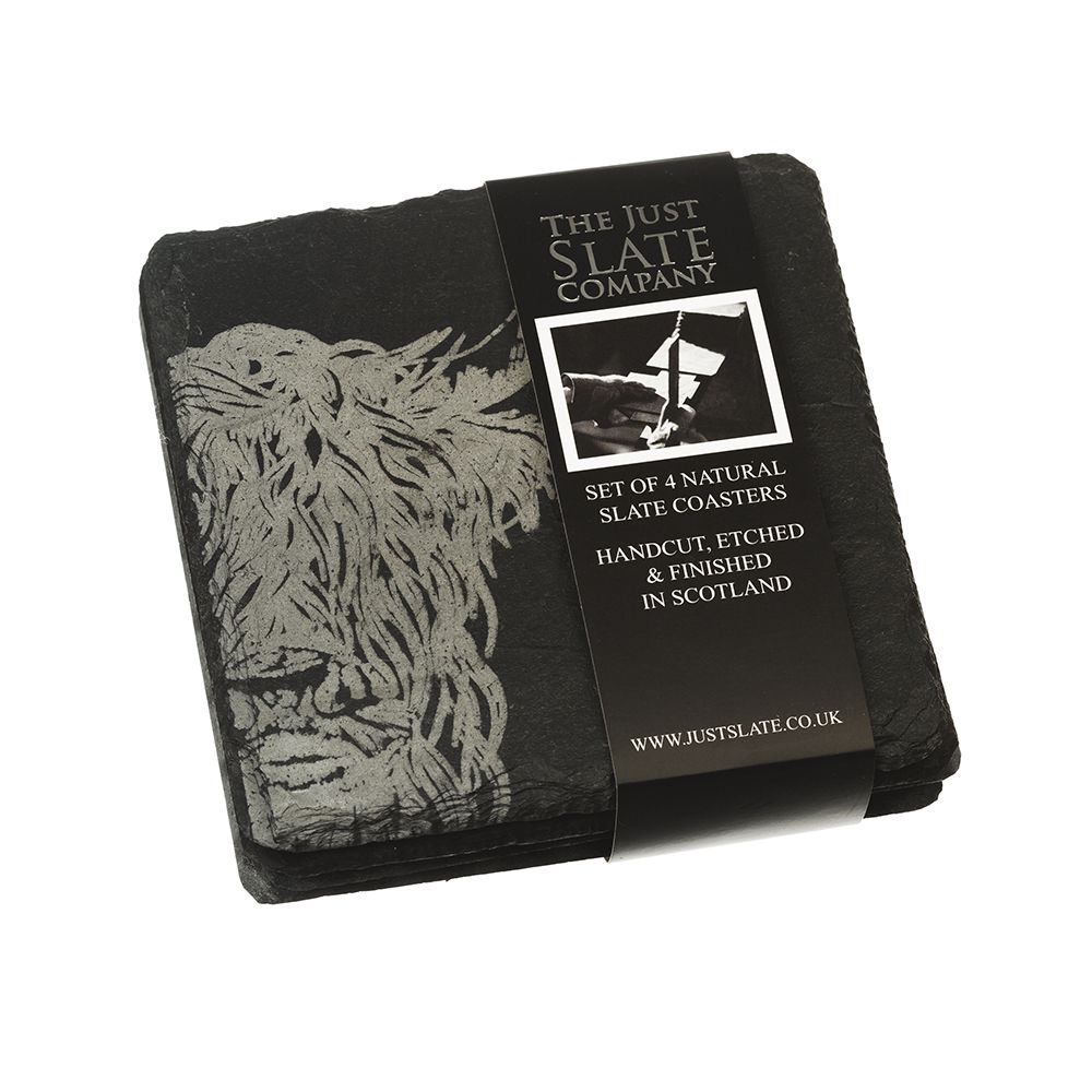 product image - Набір костерів Just Slate COASTERS, розмір 11х11 см, 4 штуки, чорний з малюнком