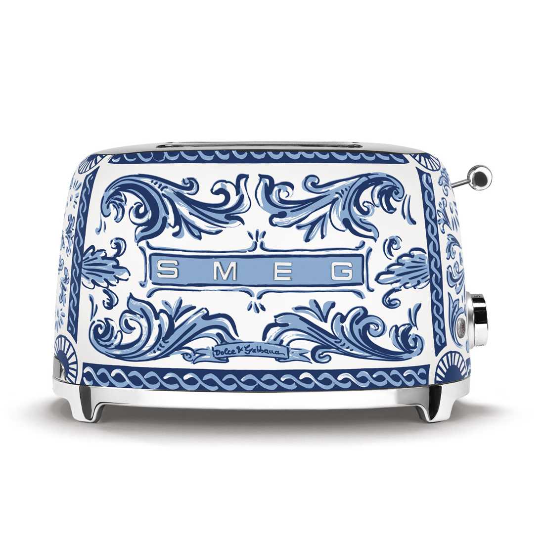product image - Тостер на два слоти Smeg Blu Mediterraneo в колаборації з Dolce & Gabbana, 19,8х31х19,5 см, різнокольоровий