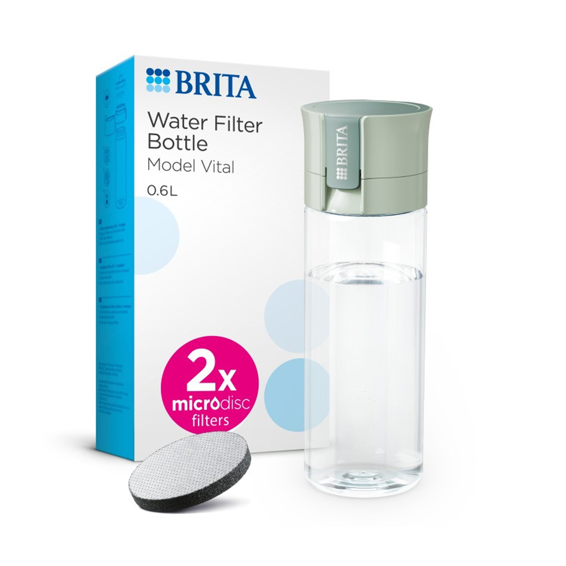 product image - Фільтр-пляшка Brita Vital, об'єм 0,6 л, світло-зелений