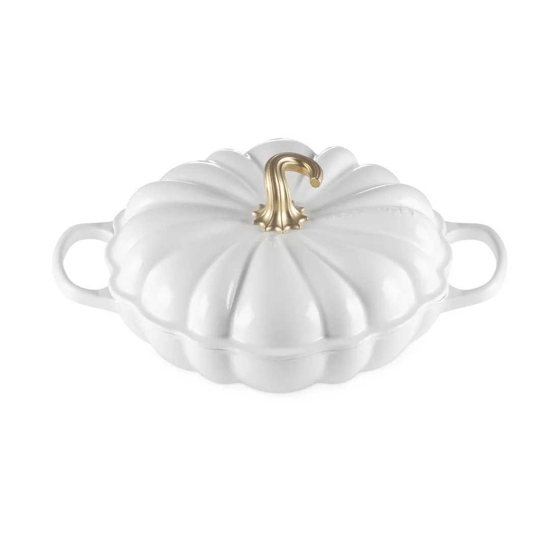 product image - Каструля чавунна низька з кришкою Le Creuset Cast Iron Pumpkin Casserole White, об'єм 2,5 л, діаметр 28 см