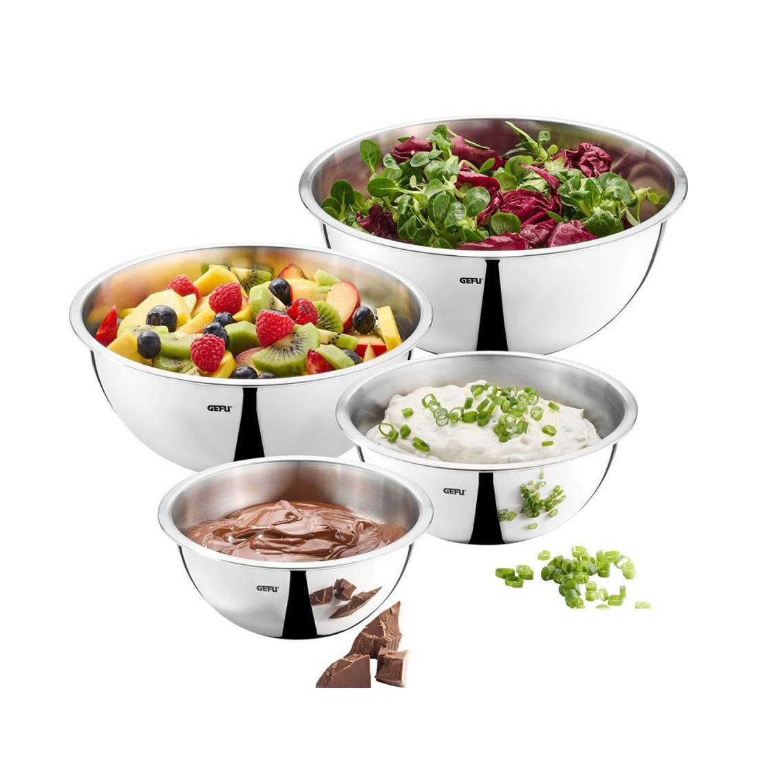 product image - Набір мисок GEFU CAVARO, 4 штуки, сріблястий