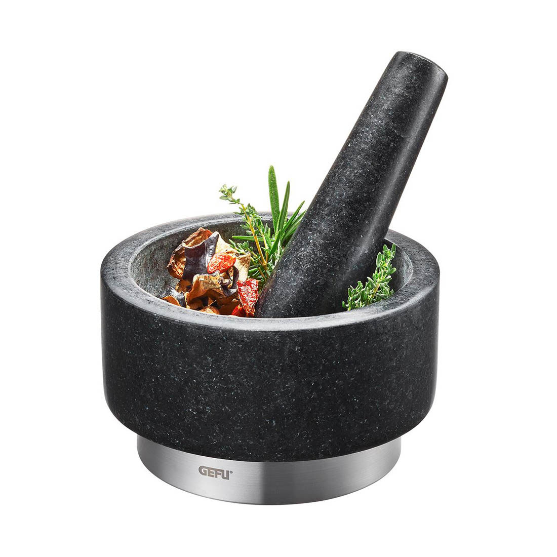 product image - Ступка з товкачем Gefu Mortar X-PLOSION, висота 8 см, діаметр 14 см, чорний