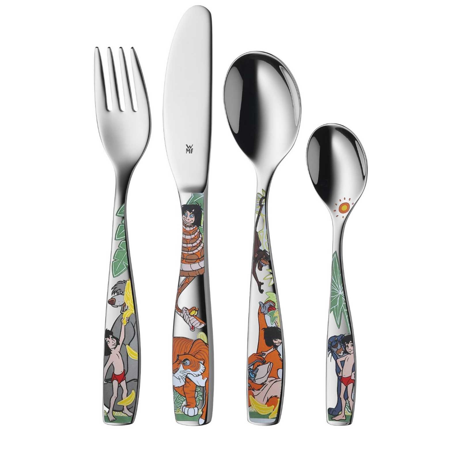 product image - Набір приборів столових дитячих "Джунглі" WMF JUNGLE BOOK, різнокольоровий, 4 предмети