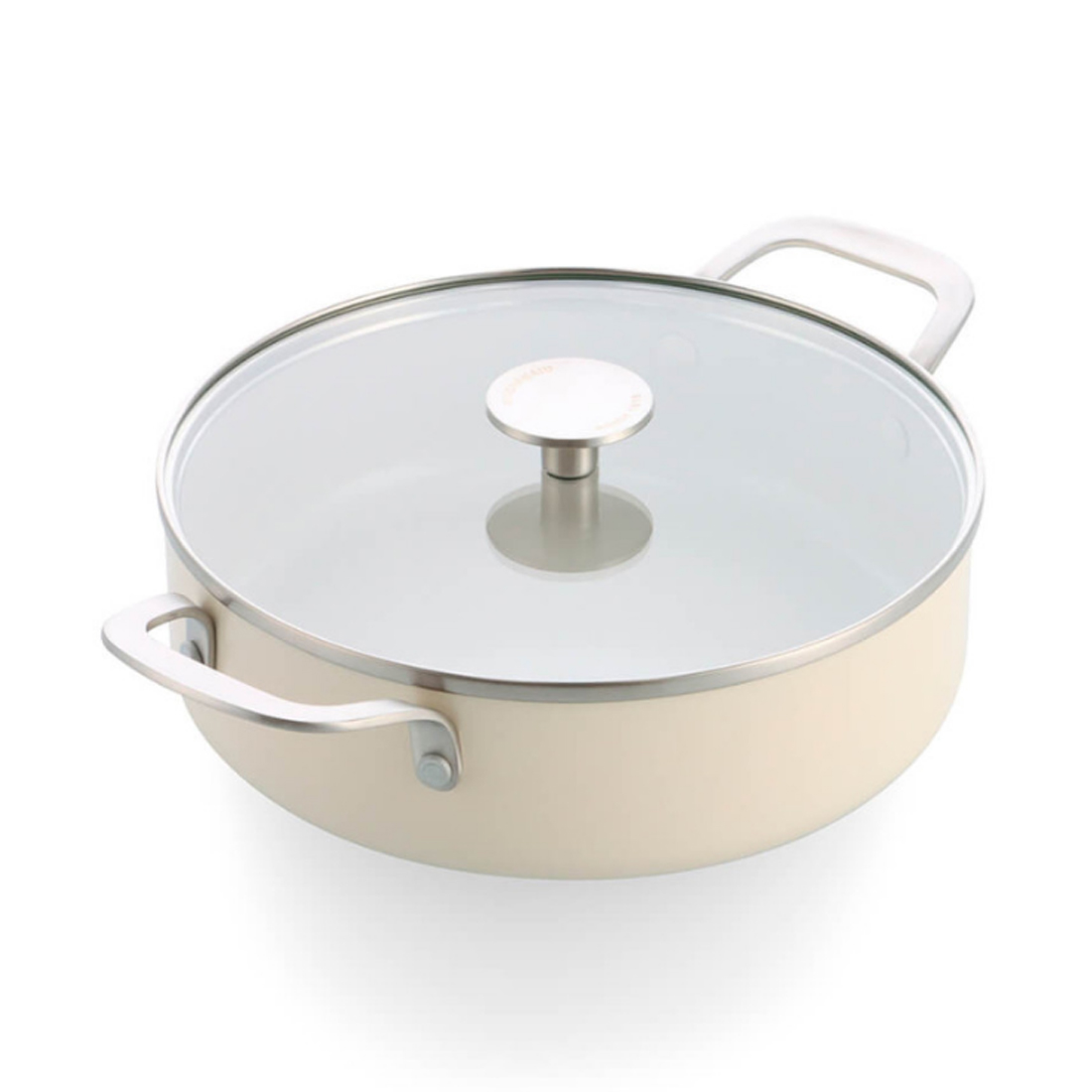 product image - Сотейник із кришкою антипригарний KitchenAid Aluminium Ceramic, діаметр 28 см, кремовий