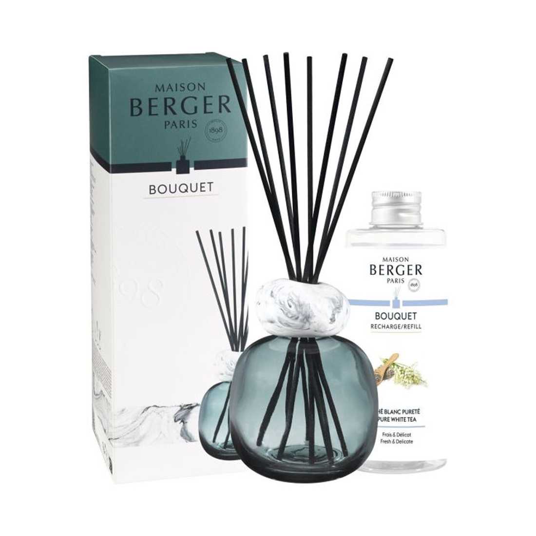 product image - Набор диффузор и наполнитель Maison Berger Paris Pure White Tea, объем 0,26 л и 0,18 л