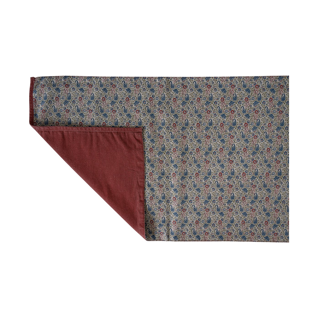 product image - Скатертина-доріжка на стіл двостороння Laura Ashley Kitchen Linen, 40х150 см, бордо/квітковий принт