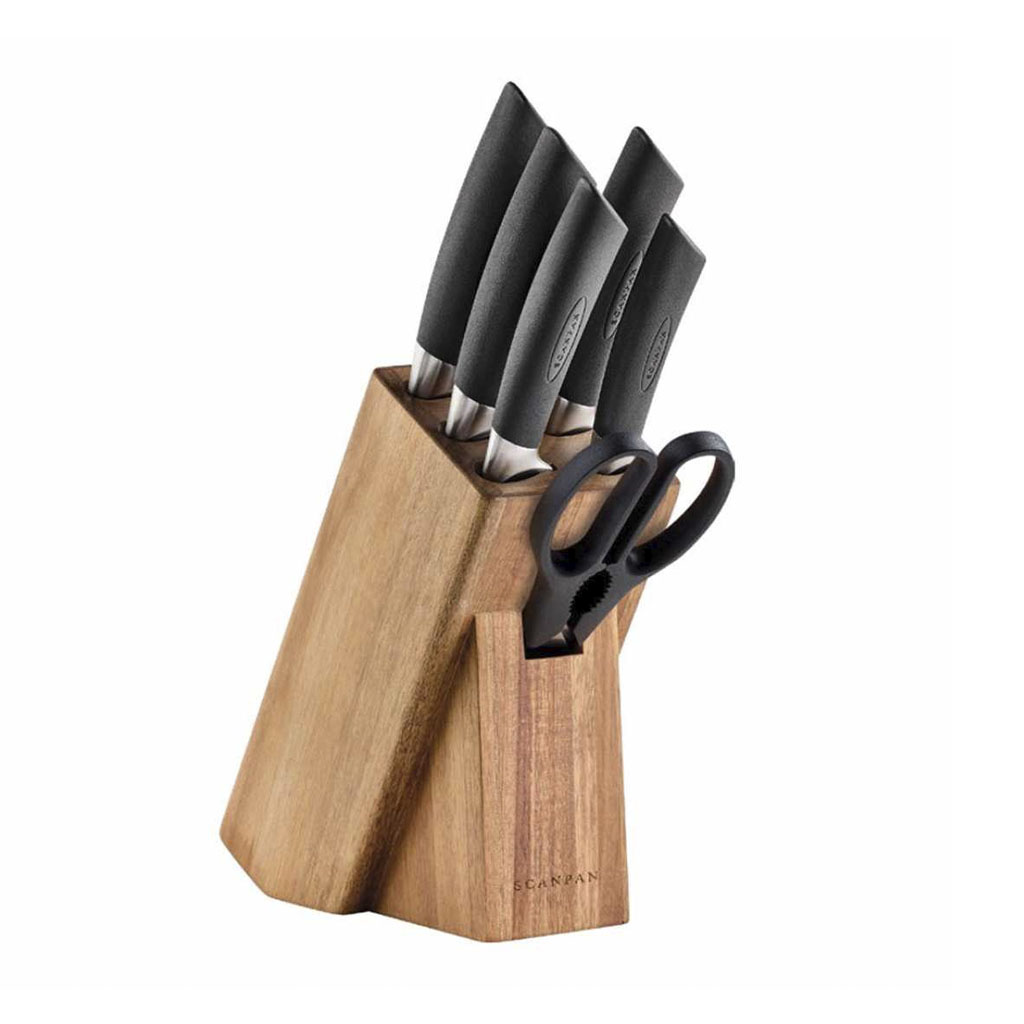 product image - Набір ножів із блоком Scanpan SAX, 6 предметів, світло-коричневий