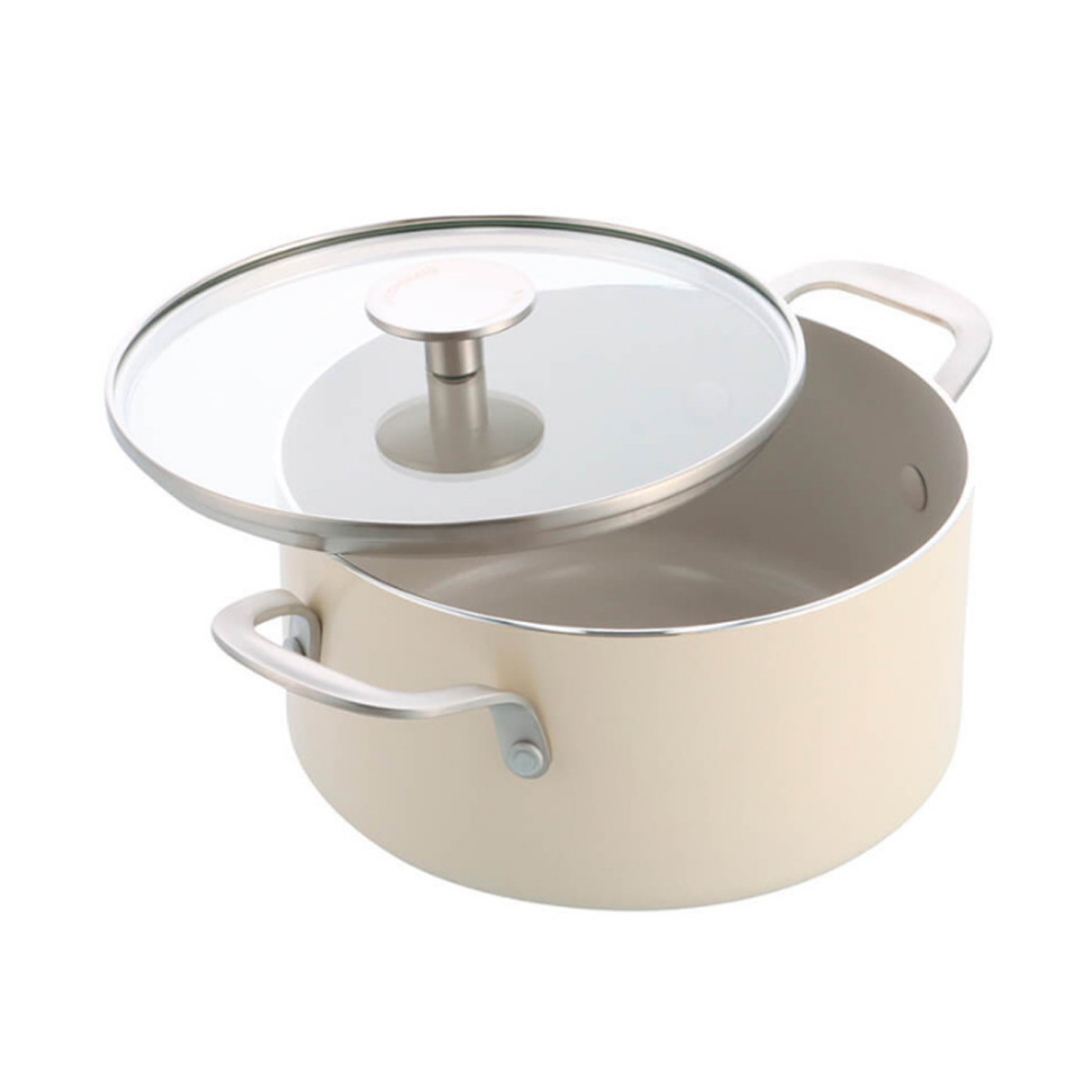 product image - Каструля з кришкою антипригарна KitchenAid Aluminium Ceramic, об'єм 3,1 л, діаметр 20 см, кремовий