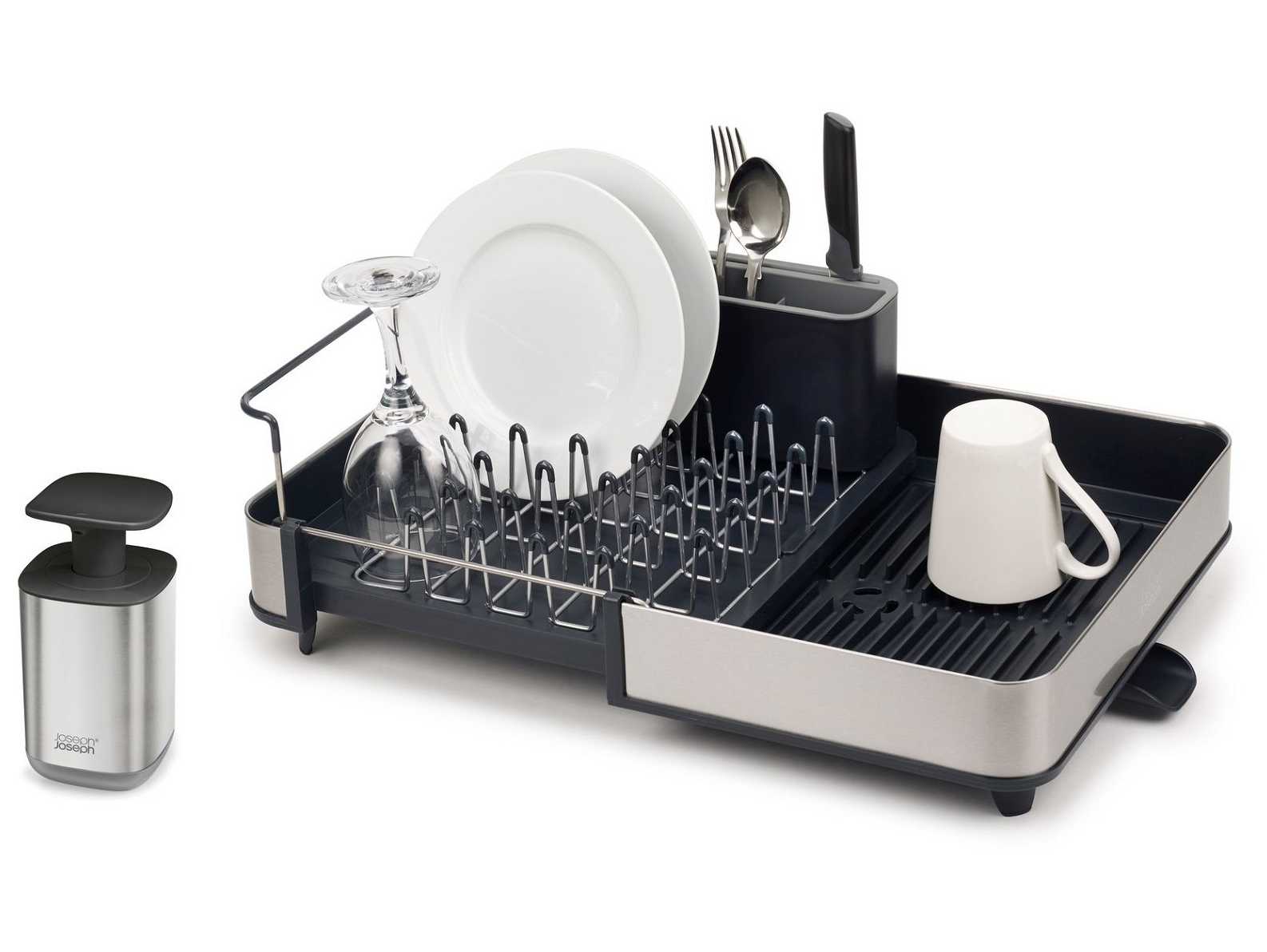 product image - Набір: сушарка для посуду і диспенсер для рідкого мила Joseph Joseph SINK, сірий