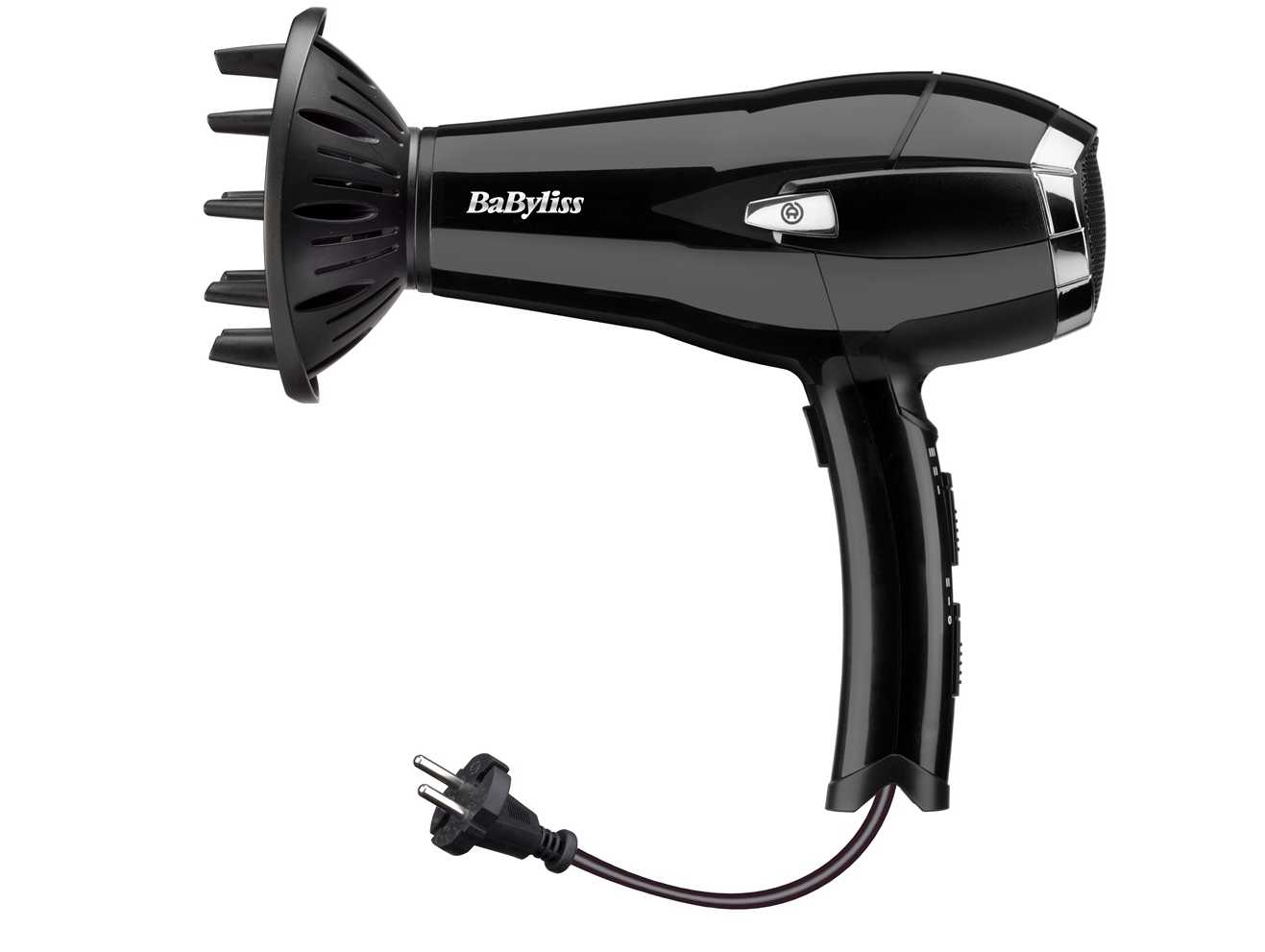 product image - Фен зі шнуром, що змотується BaByliss CordKeeper 2000, потужність 2000 Вт, чорний з сріблястим