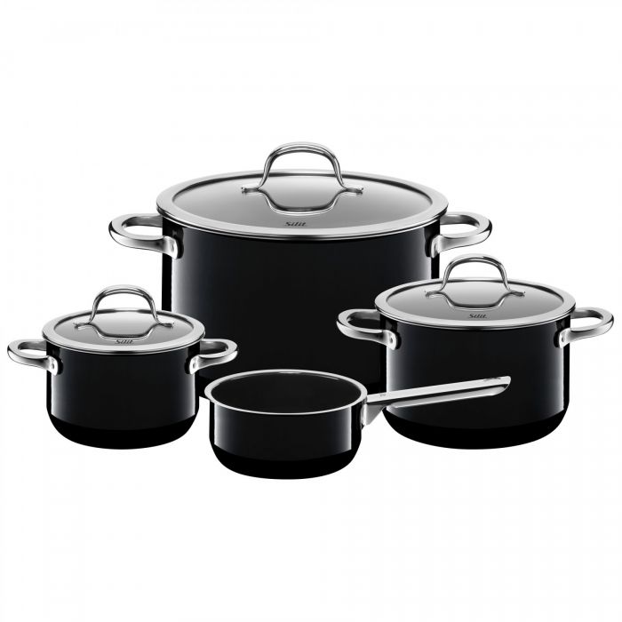 product image - Набір з 3 каструль з кришками і сотейника Silit PASSION BLACK, 7 предметів