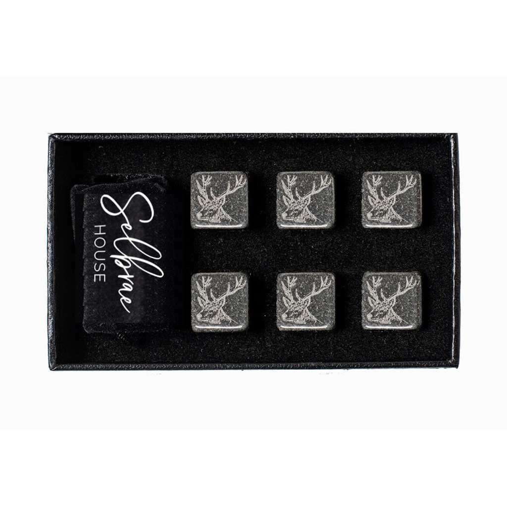 product image - Камені для охолодження Just Slate STAG, 2х2 см, 6 штук, чорний з малюнком