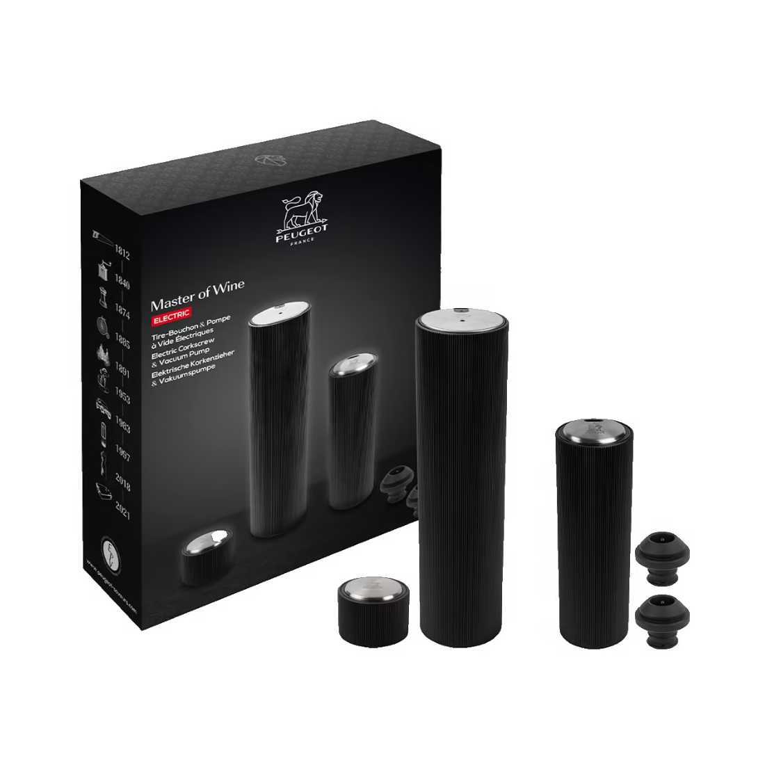 product image - Набір для вина: електричний штопор Line Reverse і помпа Line Save Peugeot, чорний