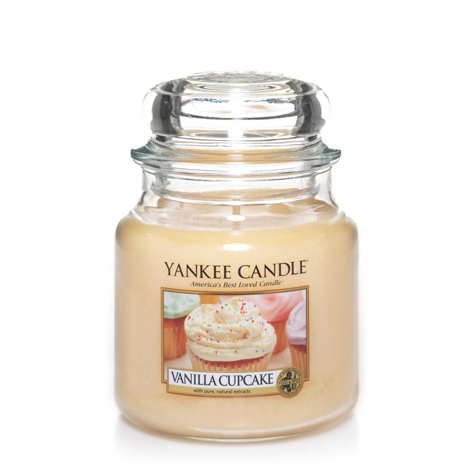 product image - Класична свічка в середній банці Yankee Candle VANILLA, з ароматом ванілі, світло-бежевий