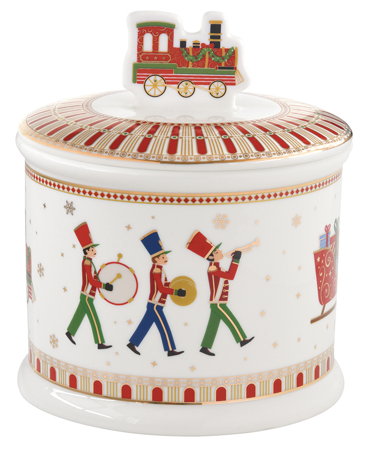product image - Ємність для печива Easy Life POLAR EXPRESS, діаметр 14 см, висота 16,5 см, білий з малюнком