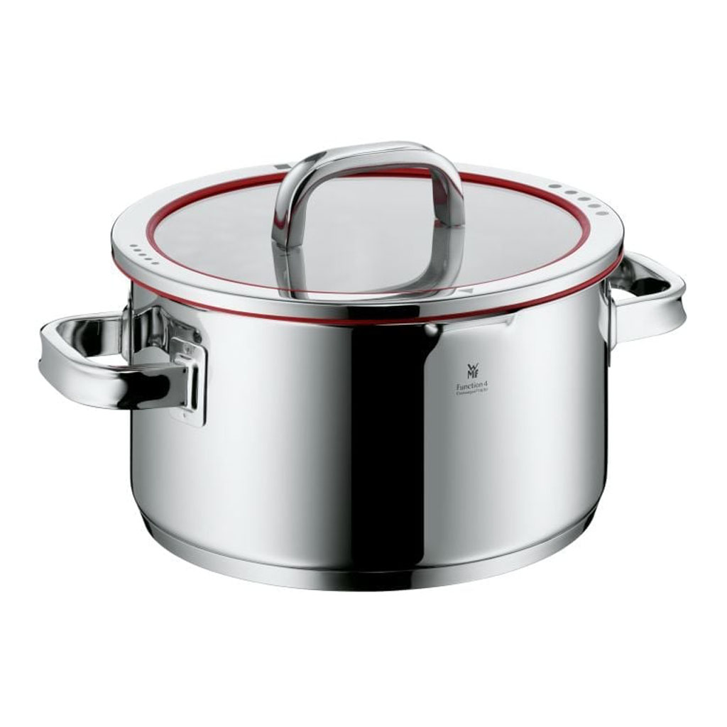 product image - Каструля висока з кришкою WMF FUNCTION 4, об'єм 5,7 л, діаметр 24 см, сріблястий з червоним