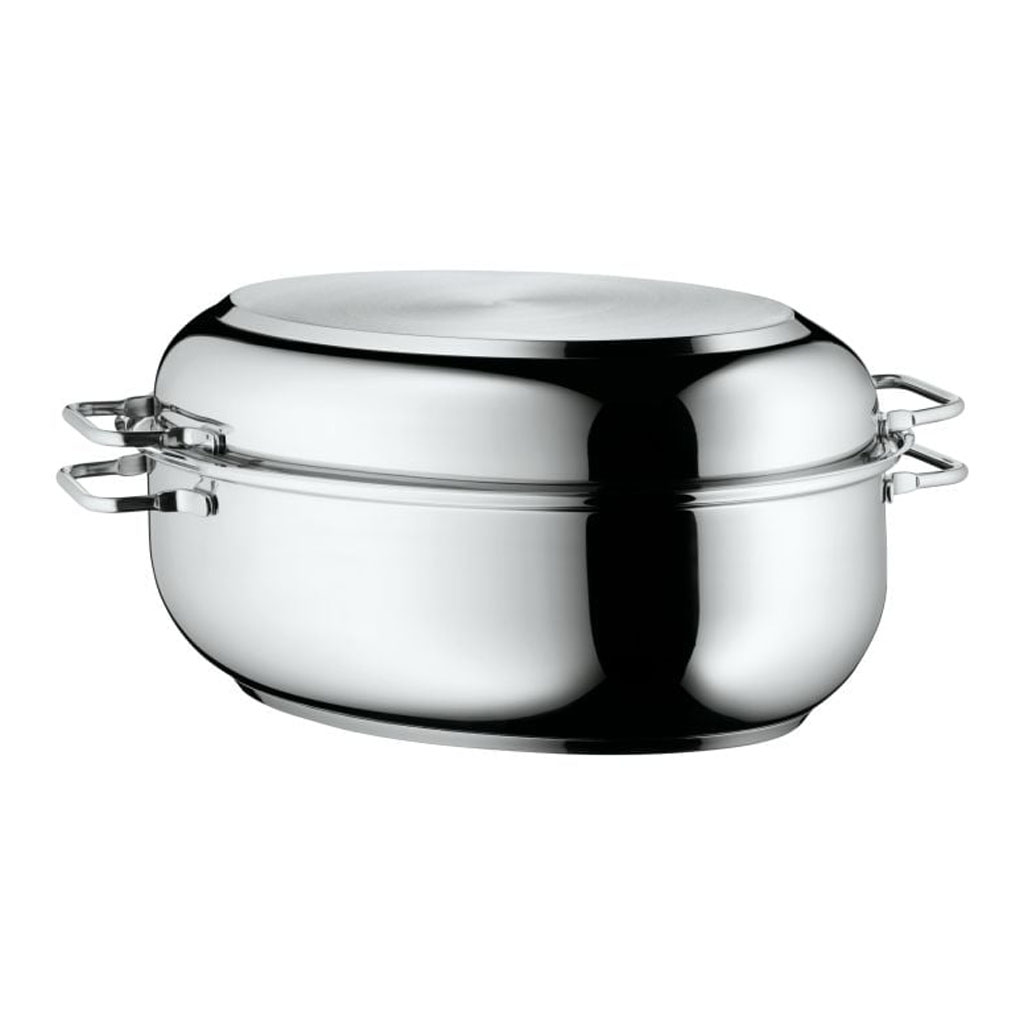 product image - Жаровня з кришкою овальна 2в1 WMF, об'єм 8,5 л, сріблястий