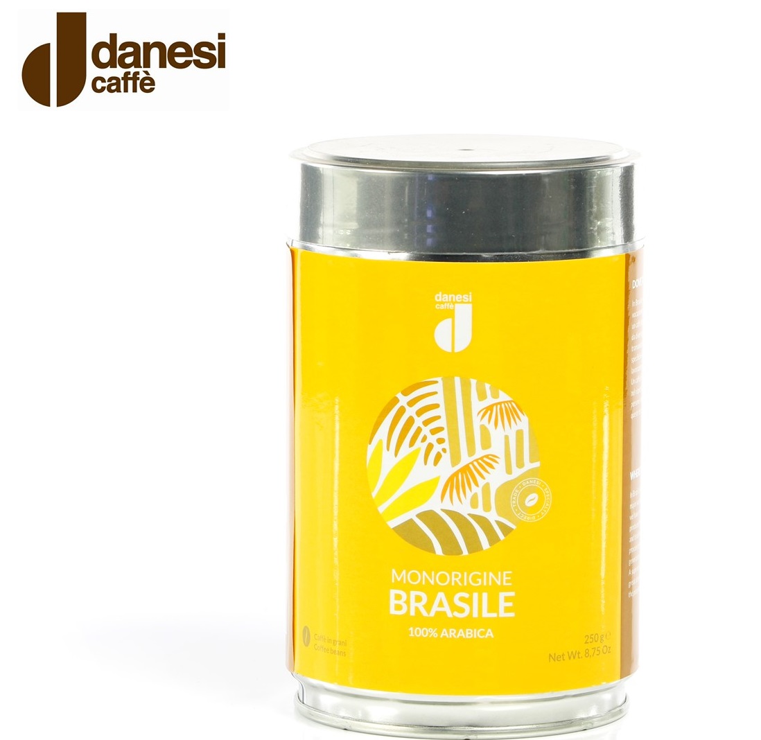 product image - Кава Danesi Monorigine Brasile в зернах, 0,25 кг, жерстяна банка, жовтий