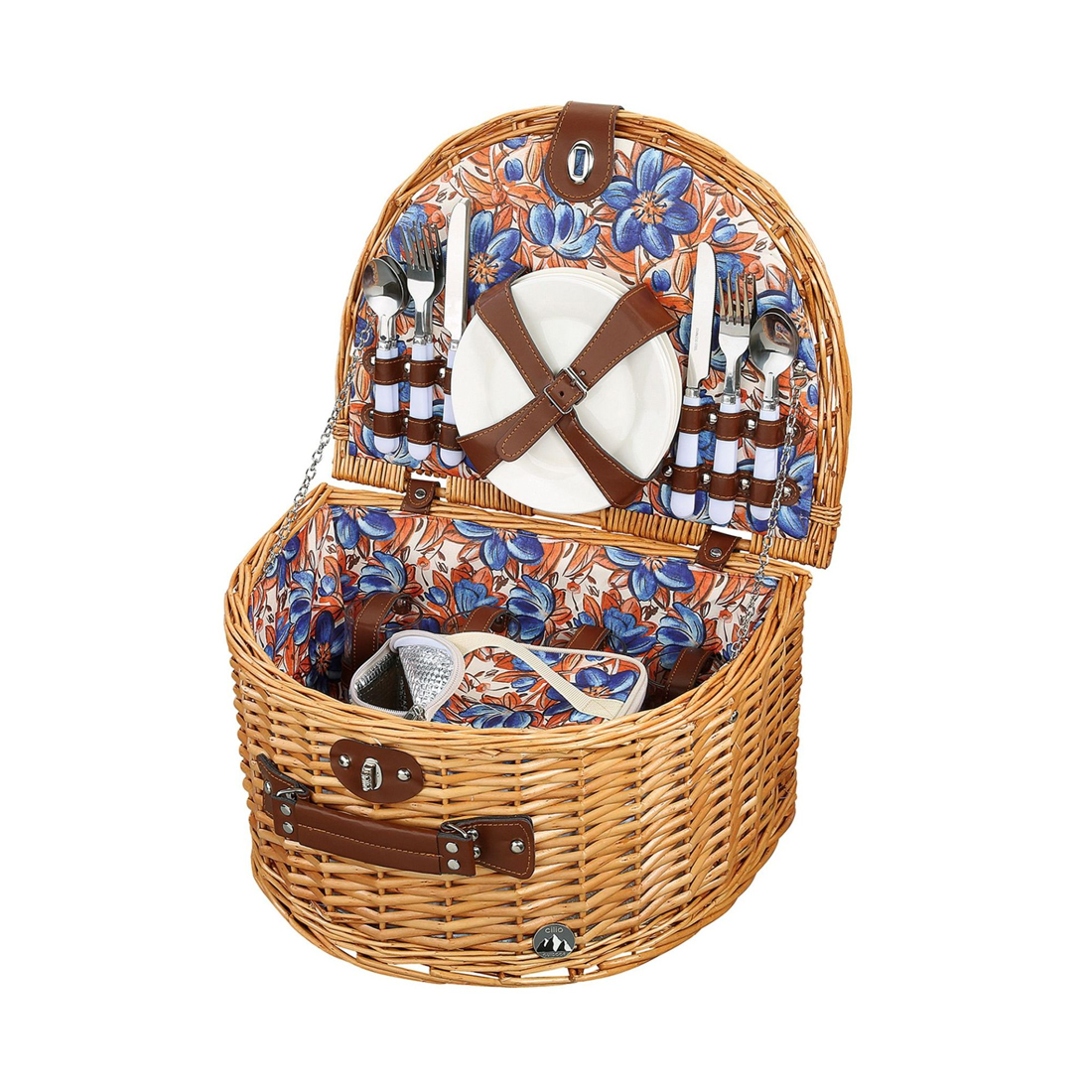 product image - Кошик для пікніка на 4 персони Cilio Salina, 42х30х23 см, коричневий, 22 предмети