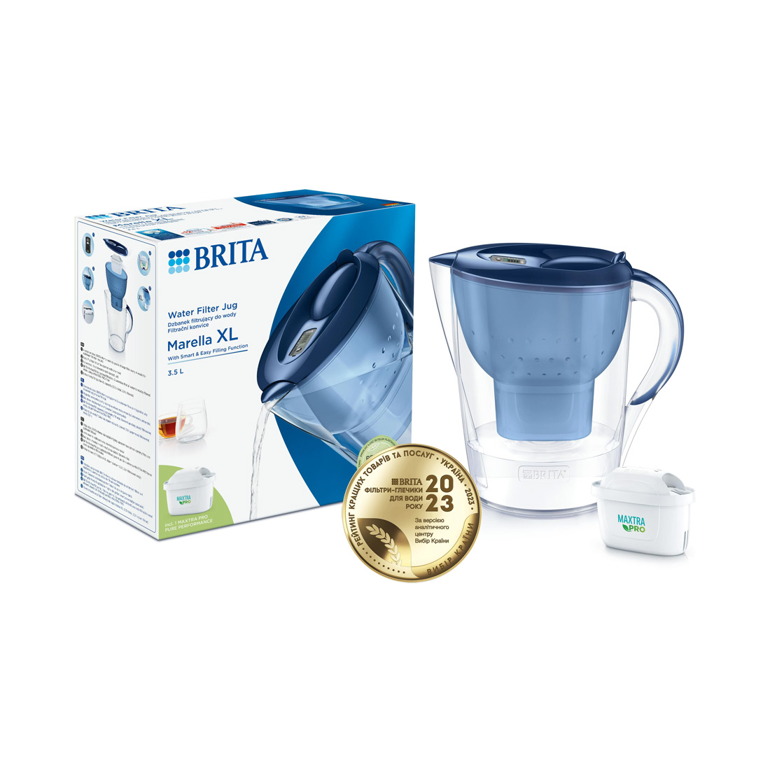 product image - Фільтр-глечик Brita Marella XL MXpro, об'єм 3,5 л, синій