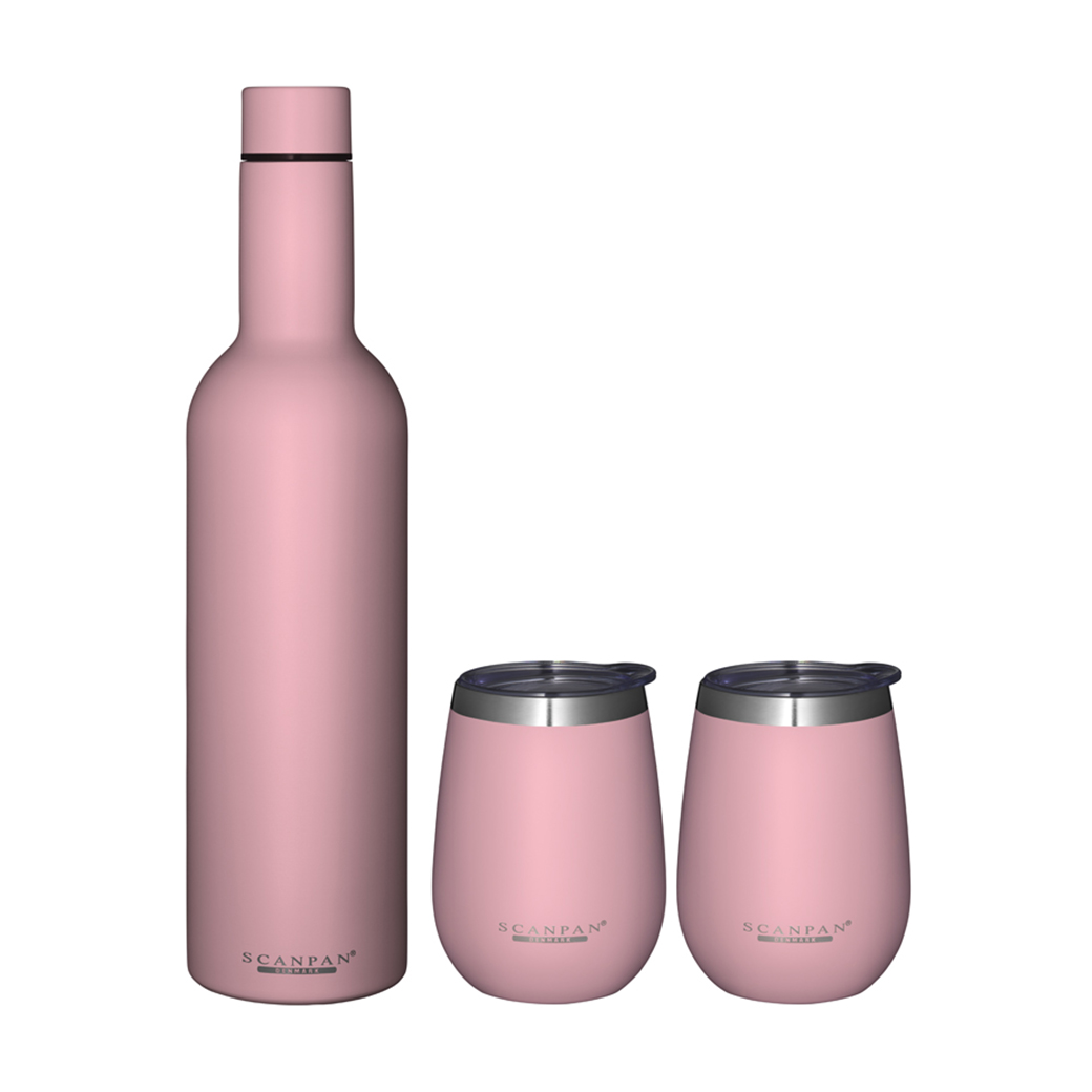 product image - Набір термопляшка й термосклянки Scanpan TO GO, об'єм 0,75 л і 0,3 л, рожевий, 3 предмети