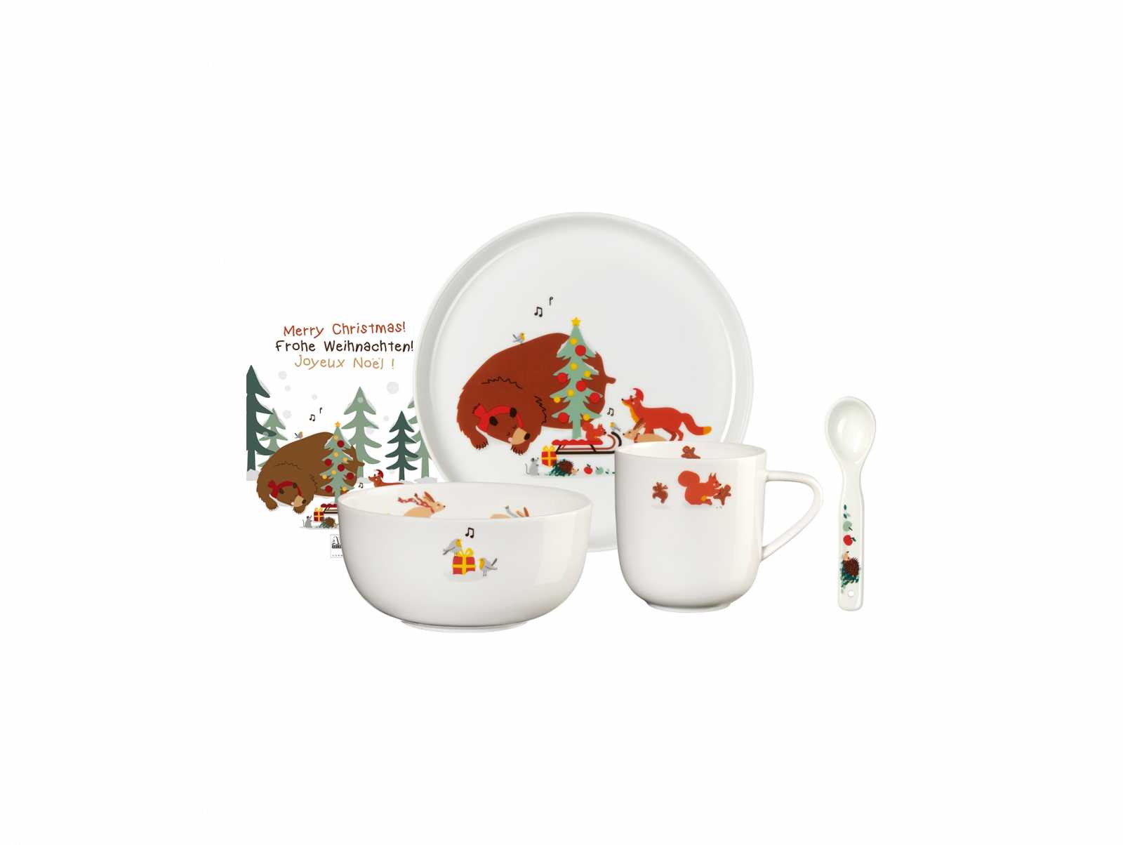 product image - Набір посуду дитячий ASA Selection XMAS, білий з малюнком, 5 предметів