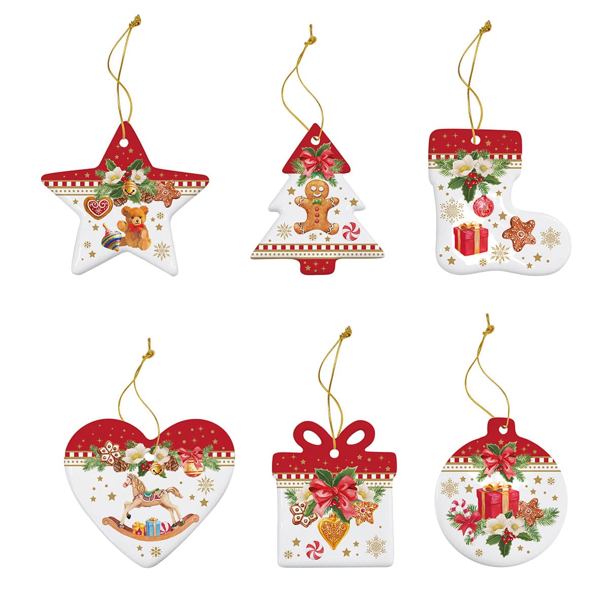 product image - Набір різдвяних прикрас Easy Life CHRISTMAS MEMORIESS, червоно-білий, 6 предметів