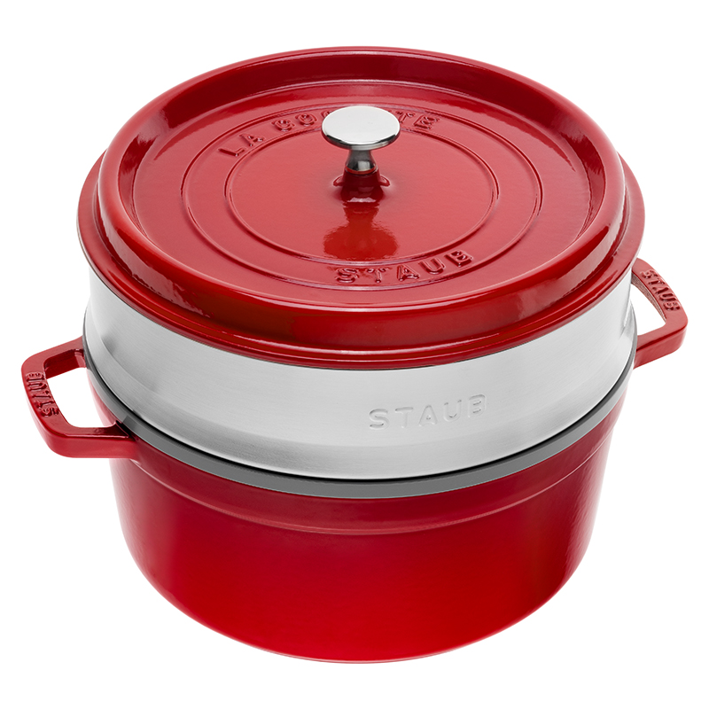 product image - Каструля зі вставкою пароваркою Staub LA COCOTTE, об'єм 3,8 л, вишнево-червоний