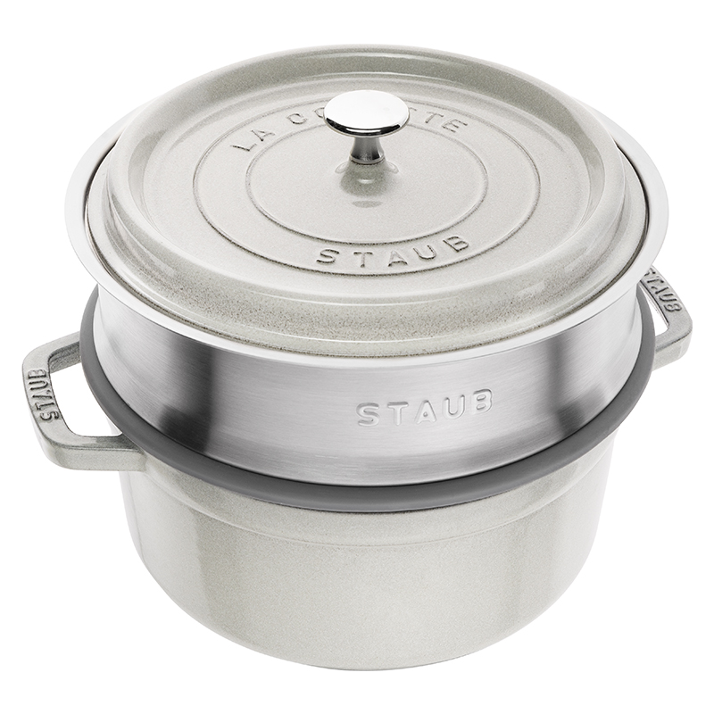 product image - Каструля зі вставкою пароваркою Staub LA COCOTTE, об'єм 3,8 л, білий трюфель