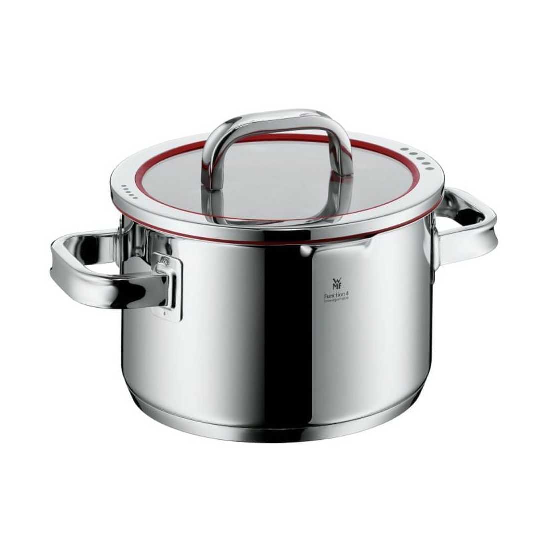 product image - Каструля висока з кришкою WMF FUNCTION 4, об'єм 3,3 л, діаметр 20 см, сріблястий з червоним
