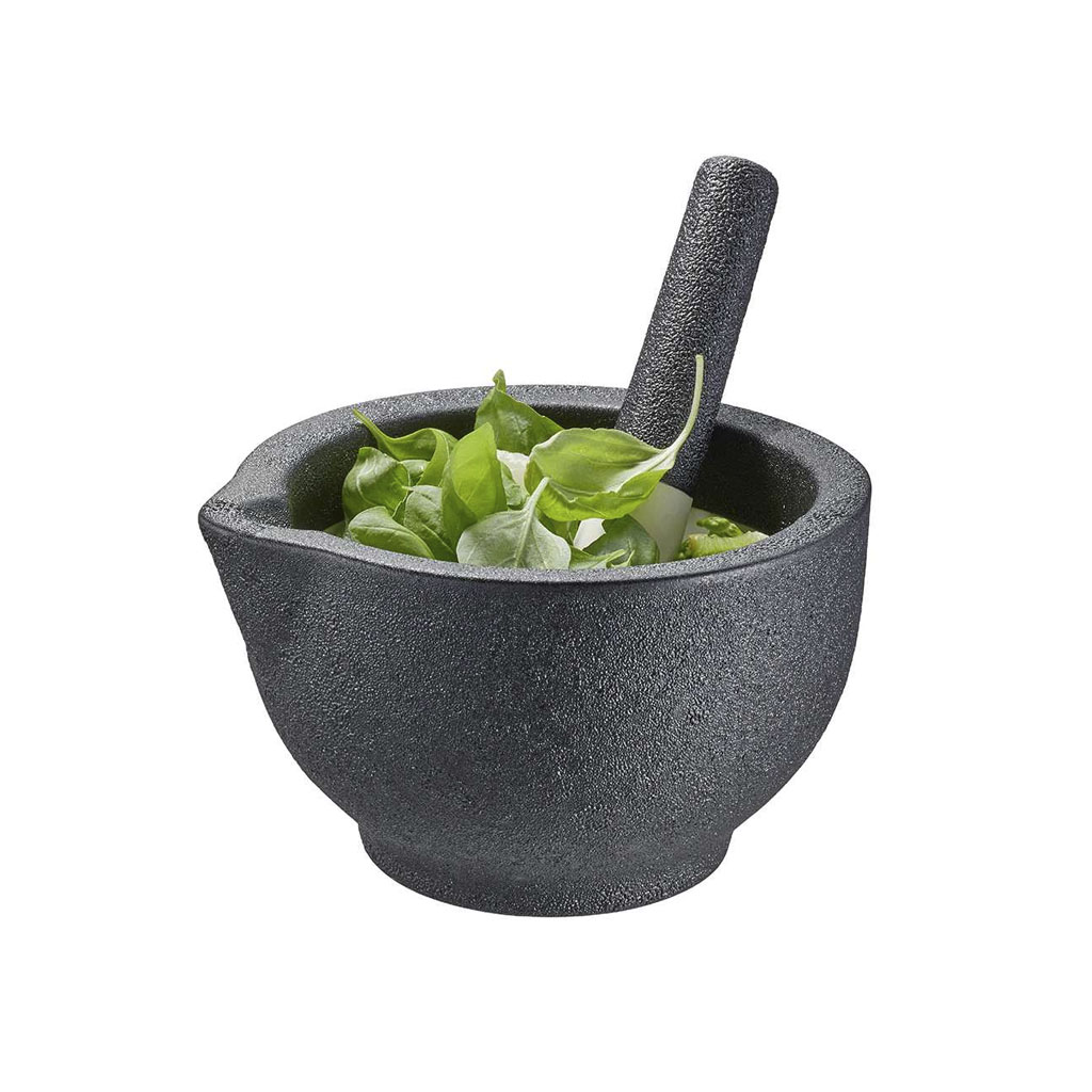 product image - Ступка з товкачем GEFU GRINO, діаметр 13,5 см, сірий