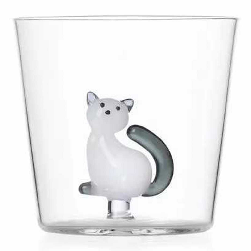 product image - Склянка «Кішка із сірим хвостом сидить» Ichendorf TABBY CAT, об'єм 0,34 л, висота 8 см, прозорий