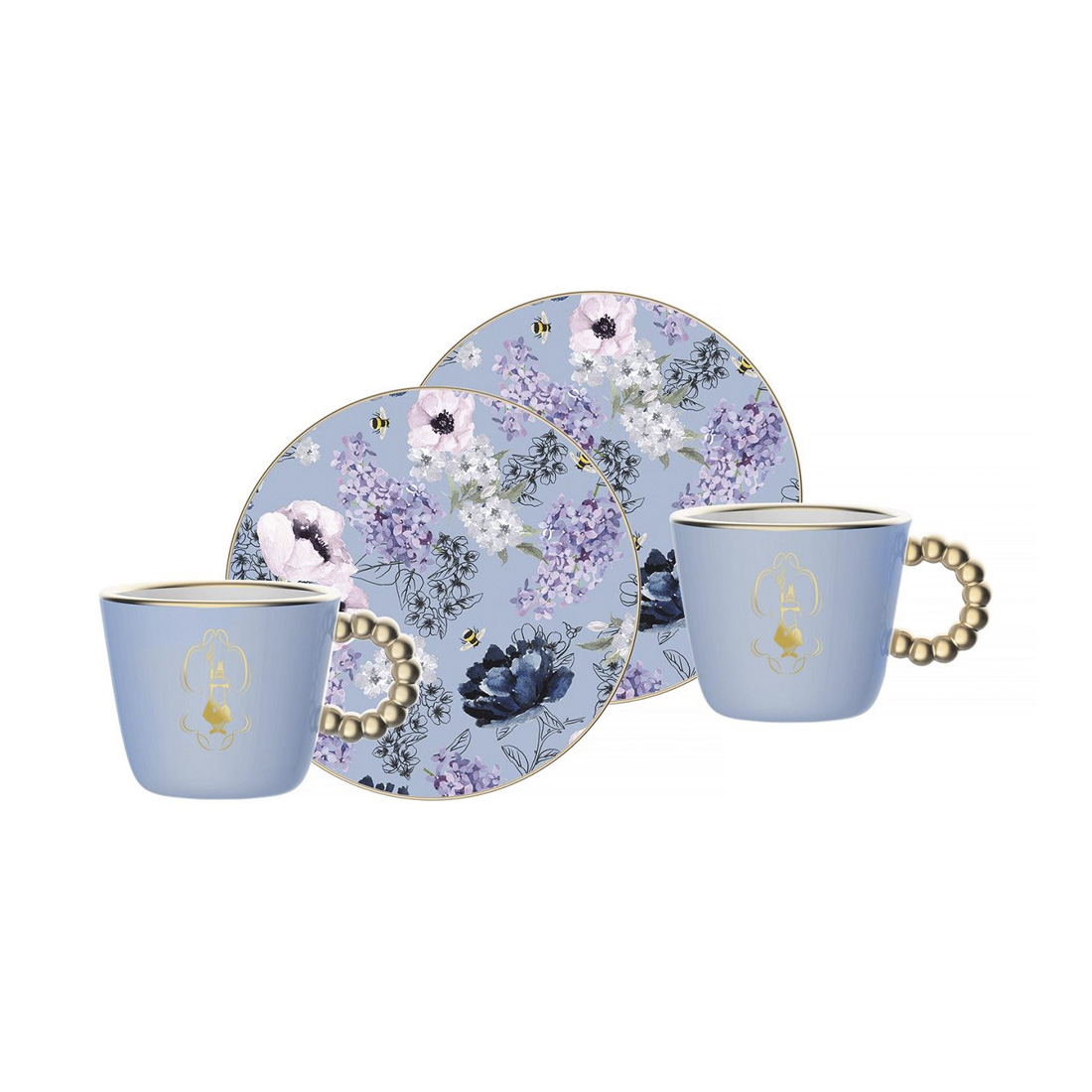 product image - Набір чашок з блюдцями Bialetti BRIDGERTON, об'єм 0,08 л, синій, 2 шт