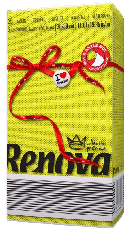 product image - Серветки жовті Renova Red Label, 39х30 см, 25шт