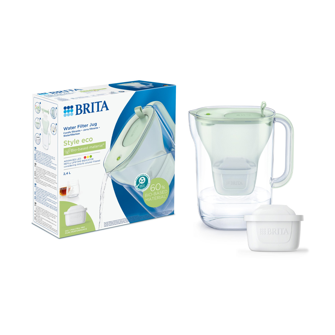 product image - Фільтр-глечик Brita Style Essential Eco LED MXpro, об'єм 2,4 л, світло-зелений