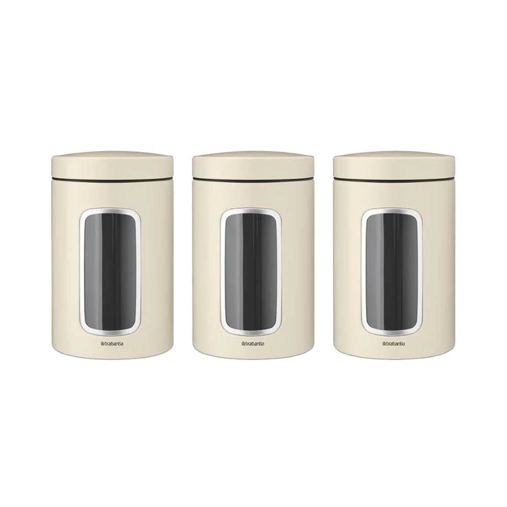 product image - Набір ємностей для зберігання сипких продуктів Brabantia, об'єм 1.4 л, 3 шт, світло-бежевий