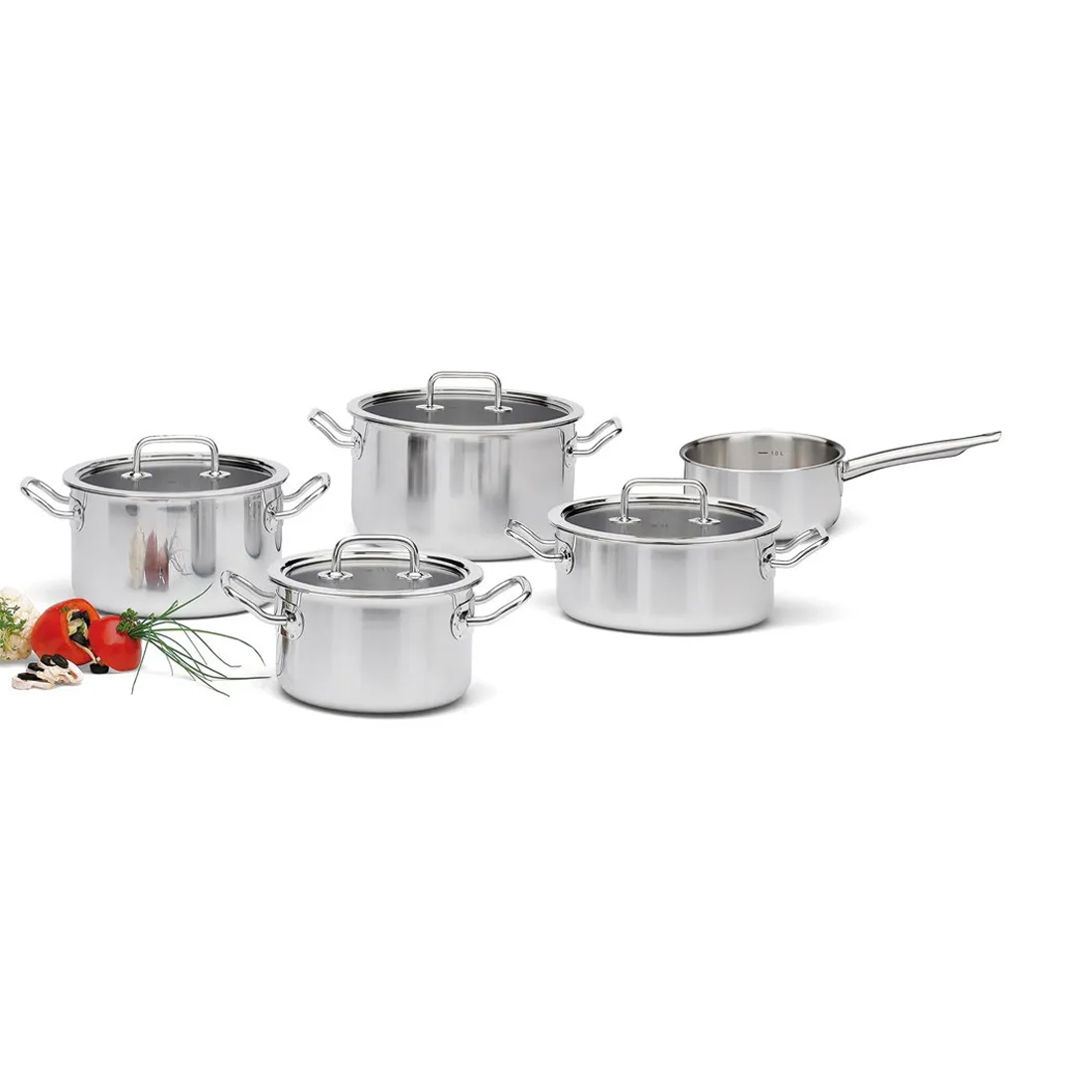 product image - Набор кастрюль с крышками Spring BRIGADE BASIC, 5 шт, серебристый