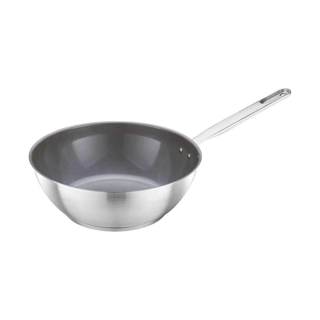 product image - Сковорода вок з антипригарним покриттям Fiskars All Steel, діаметр 28 см, сріблясто-сірий